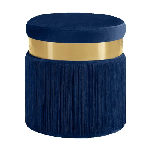 MERIDIAN FURNITURE  Yasmine Contemporary Velvet Ottoman/stool In In Navy