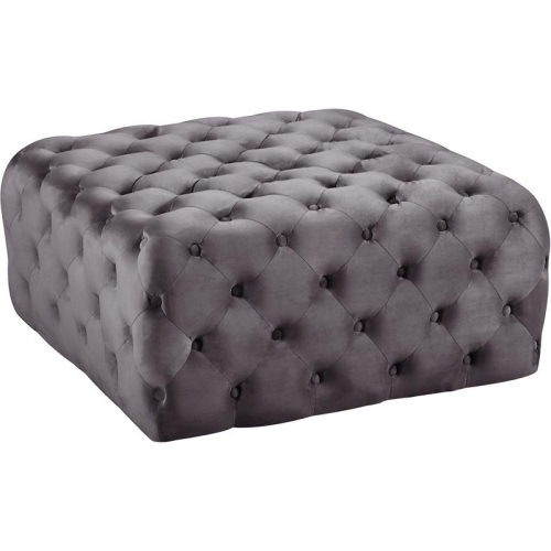 MERIDIAN FURNITURE  Ariel Button Tufted Velvet Ottoman And Bench In Gray