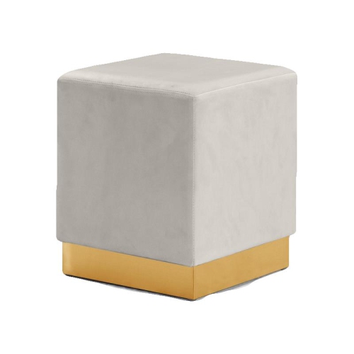 MERIDIAN FURNITURE  Jax Contemporary Velvet Ottoman/stool In Cream