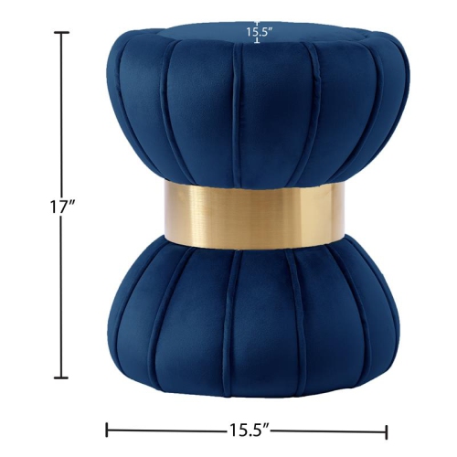 Meridian Furniture Vino Contemporary Velvet Ottoman/Stool in Navy