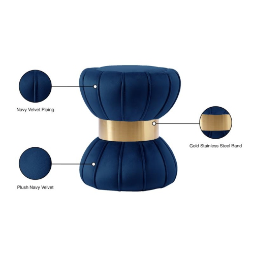 Meridian Furniture Vino Contemporary Velvet Ottoman/Stool in Navy