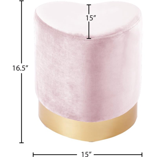 Meridian Furniture Heart Contemporary Velvet Ottoman/Stool in Pink