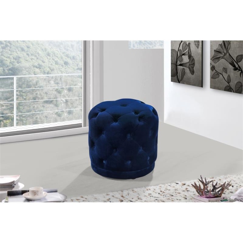 Meridian Furniture Harper Contemporary Velvet Ottoman/Stool in Navy