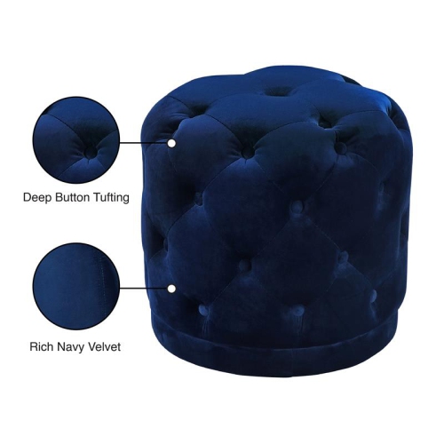 Meridian Furniture Harper Contemporary Velvet Ottoman/Stool in Navy