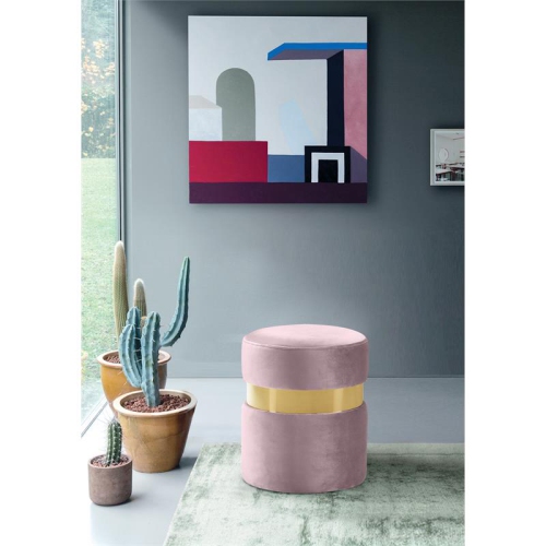 Meridian Furniture Hailey Contemporary Velvet Ottoman/Stool in Pink