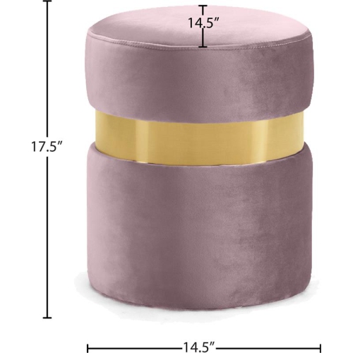 Meridian Furniture Hailey Contemporary Velvet Ottoman/Stool in Pink