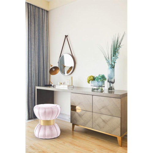 Meridian Furniture Vino Contemporary Velvet Ottoman/Stool in Pink