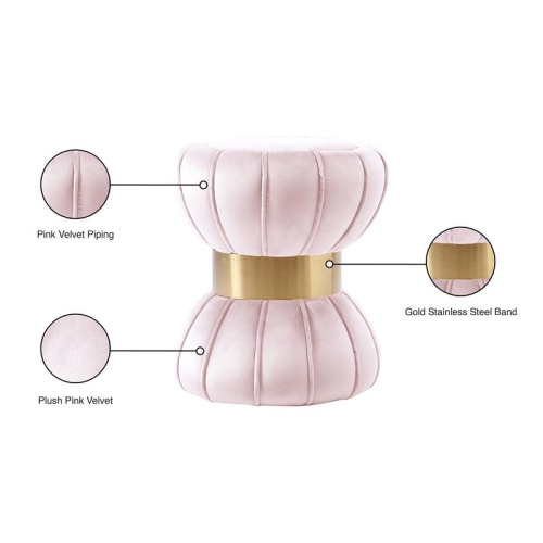 Meridian Furniture Vino Contemporary Velvet Ottoman/Stool in Pink