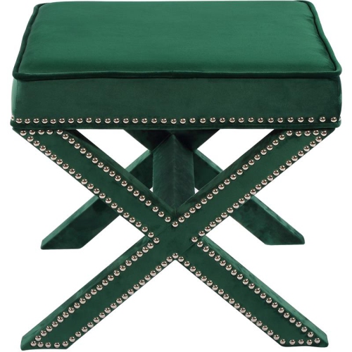 Meridian Furniture Nixon Contemporary Velvet Ottoman/Bench in Green