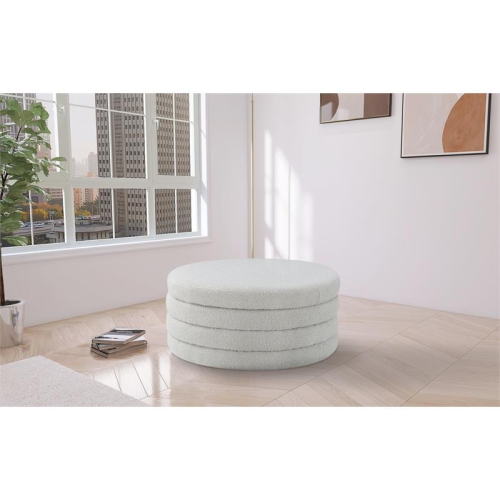 Meridian Furniture Aphia Cream Boucle Fabric Ottoman/Coffee Table