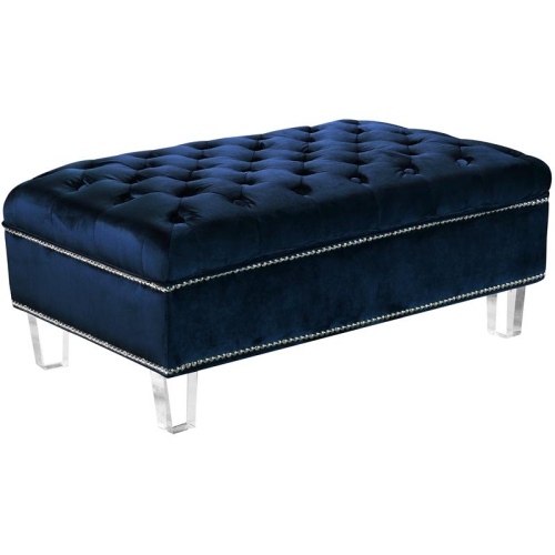 MERIDIAN FURNITURE  Lucas Velvet Ottoman In Navy