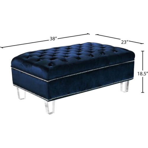 Meridian Furniture Lucas Navy Velvet Ottoman