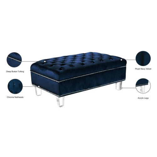 Meridian Furniture Lucas Navy Velvet Ottoman