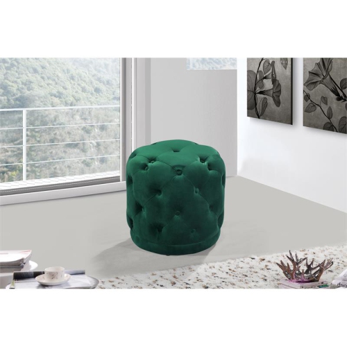 Meridian Furniture Harper Contemporary Velvet Ottoman/Stool in Green