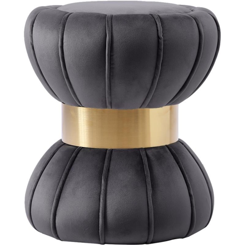 MERIDIAN FURNITURE  Vino Contemporary Velvet Ottoman/stool In In Gray