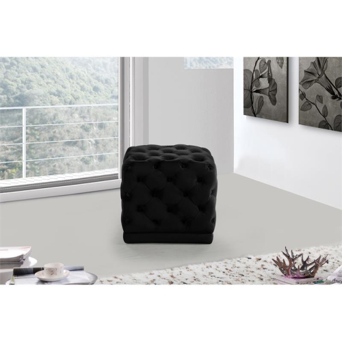 Meridian Furniture Stella Contemporary Velvet Ottoman/Stool in Black