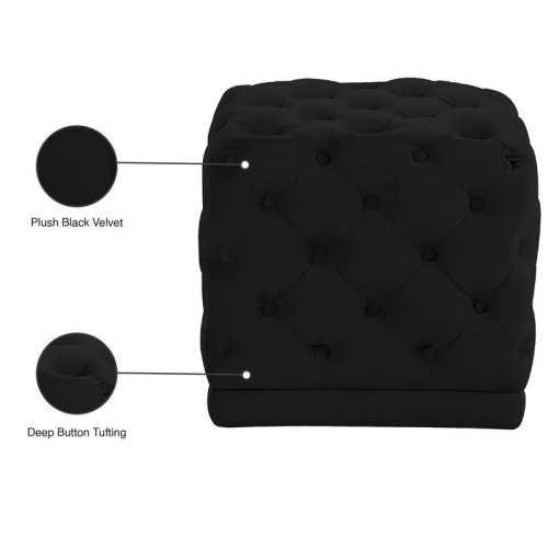 Meridian Furniture Stella Contemporary Velvet Ottoman/Stool in Black