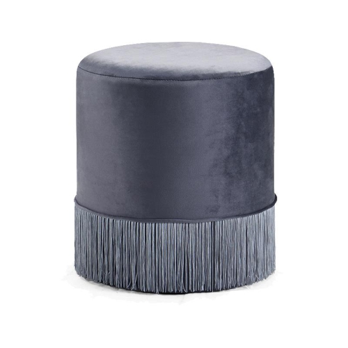 MERIDIAN FURNITURE  Teddy Contemporary Velvet Ottoman/stool In Gray