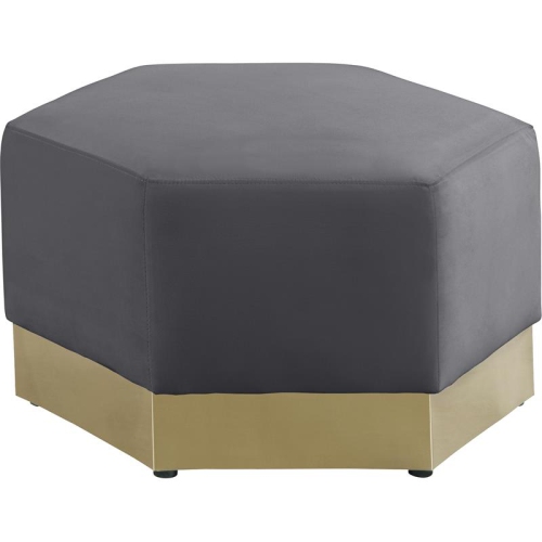 MERIDIAN FURNITURE  Marquis Velvet Ottoman In Gray