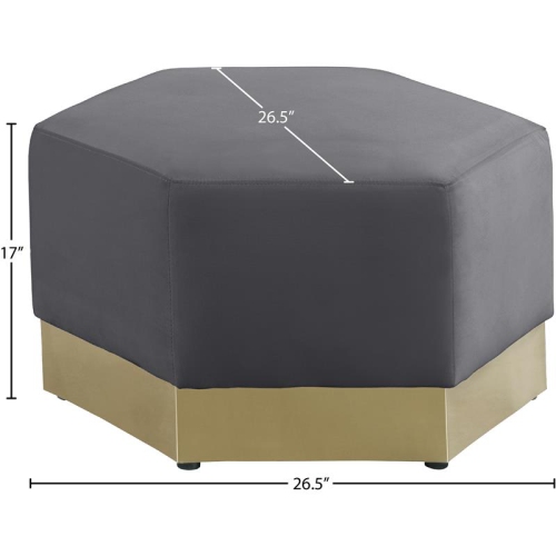 Meridian Furniture Marquis Gray Velvet Ottoman