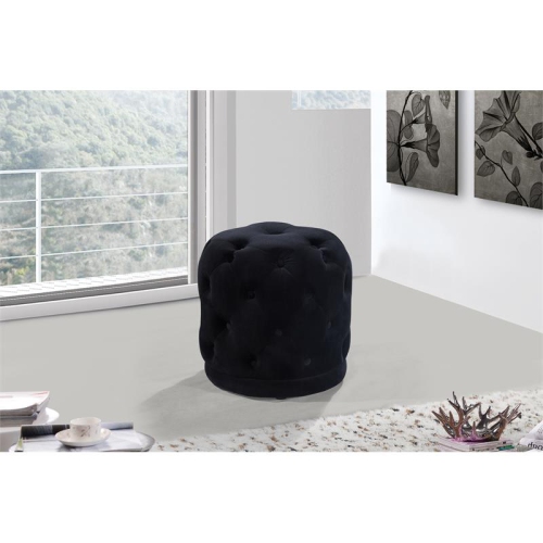 Meridian Furniture Harper Contemporary Velvet Ottoman/Stool in Black