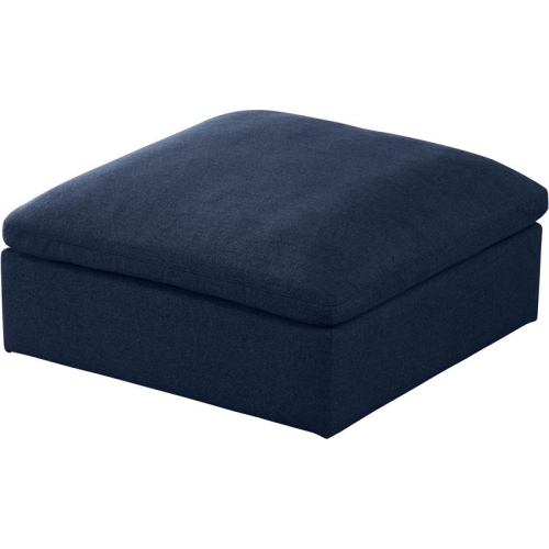 MERIDIAN FURNITURE  Serene Navy Durable Linen Fabric Deluxe Ottoman