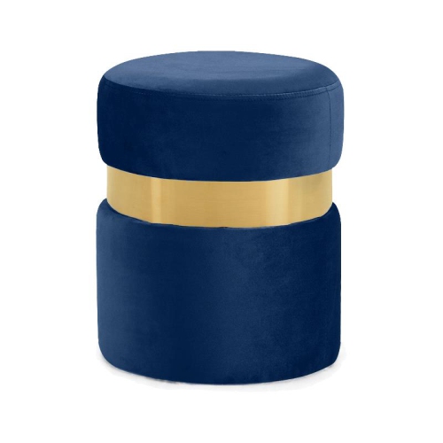 MERIDIAN FURNITURE  Hailey Contemporary Velvet Ottoman/stool In Navy