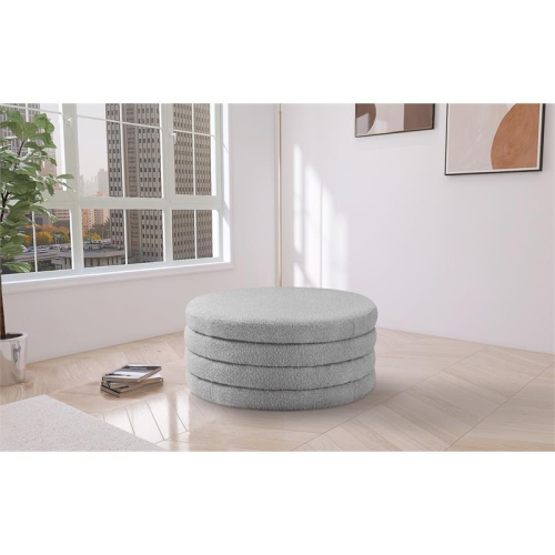 Meridian Furniture Aphia Grey Boucle Fabric Ottoman/Coffee Table