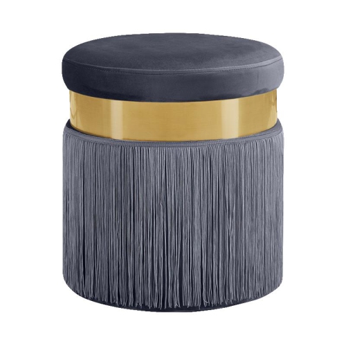 Image 1 de 5.. Tabouret/pouf contemporain en velours Yasmine de Meridian Furniture, gris