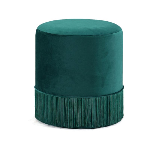 MERIDIAN FURNITURE  Teddy Contemporary Velvet Ottoman/stool In Green