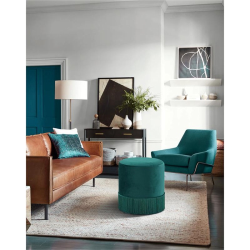 Meridian Furniture Teddy Contemporary Velvet Ottoman/Stool in Green