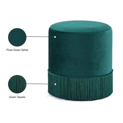 Meridian Furniture Teddy Contemporary Velvet Ottoman/Stool in Green