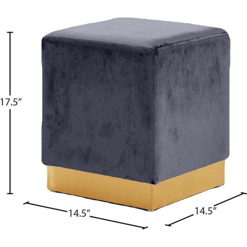 Meridian Furniture Jax Contemporary Velvet Ottoman/Stool in Gray