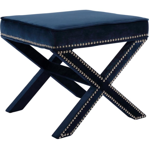 Meridian Furniture Nixon Contemporary Velvet Ottoman/Bench in Navy