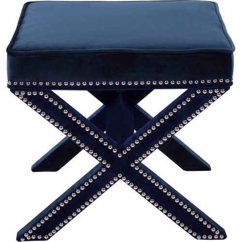 Meridian Furniture Nixon Contemporary Velvet Ottoman/Bench in Navy