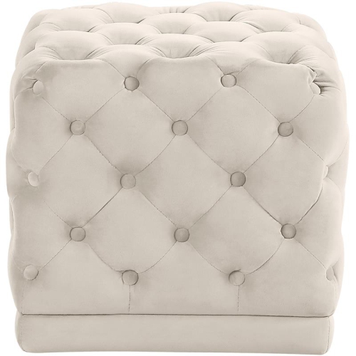 Image 1 of 8.. Meridian Furniture Stella Contemporary Velvet Ottoman/Stool in Cream