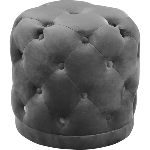 MERIDIAN FURNITURE  Harper Contemporary Velvet Ottoman/stool In Gray