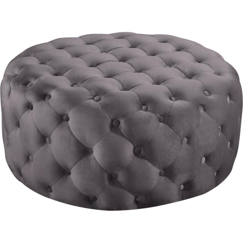 MERIDIAN FURNITURE  Addison Button Tufted Velvet Ottoman And Bench In Gray