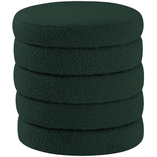 MERIDIAN FURNITURE  Aphia Green Boucle Fabric Ottoman/stool