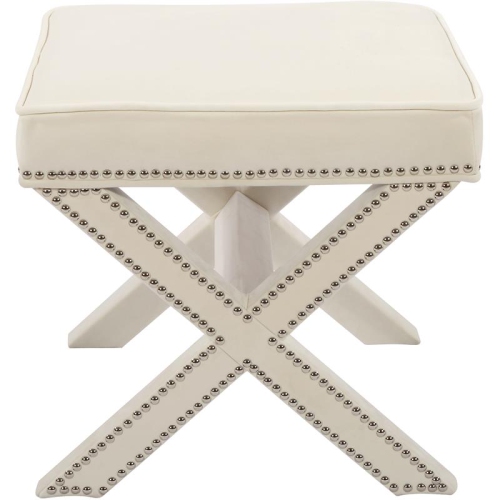 Meridian Furniture Nixon Contemporary Velvet Ottoman/Bench in Cream