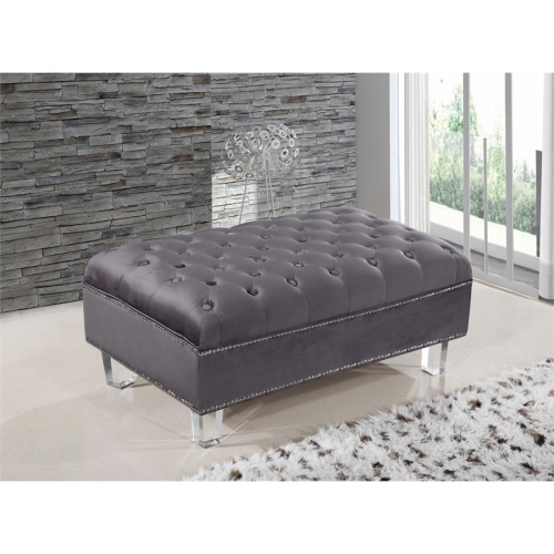 Meridian Furniture Lucas Grey Velvet Ottoman