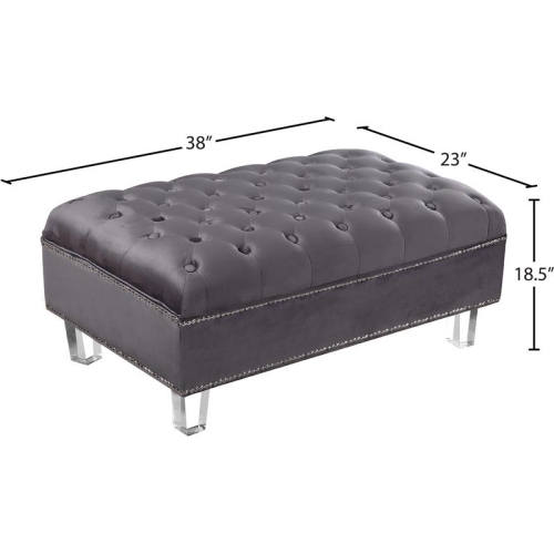Meridian Furniture Lucas Grey Velvet Ottoman