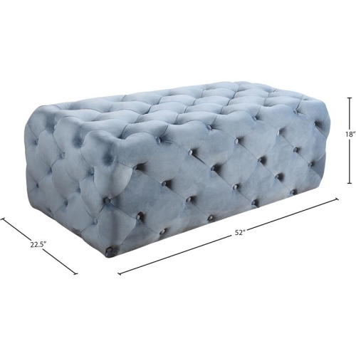 Meridian Furniture Casey Button Sky Blue Velvet Ottoman and Bench