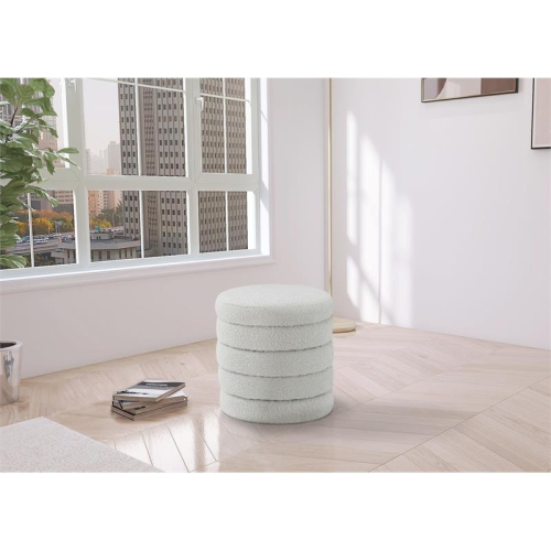 Meridian Furniture Aphia Cream Boucle Fabric Ottoman/Stool