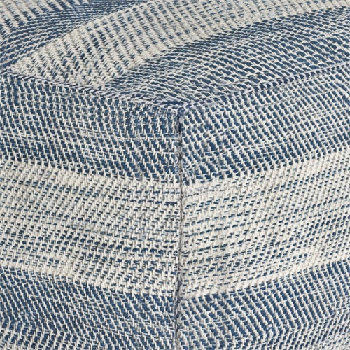 Simpli Home Clay Boho Square Pouf in Patterened Teal Melange Cotton