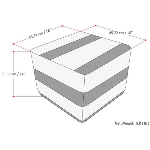 Simpli Home Clay Boho Square Pouf in Patterened Teal Melange Cotton