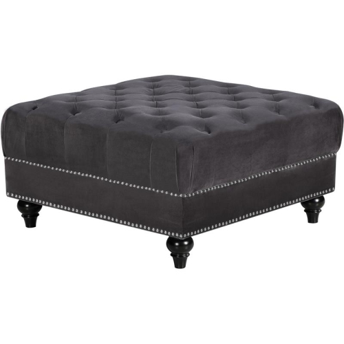 MERIDIAN FURNITURE  Sabrina Contemporary Velvet Ottoman In Gray