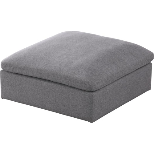 MERIDIAN FURNITURE  Serene Durable Linen Fabric Deluxe Ottoman In Gray