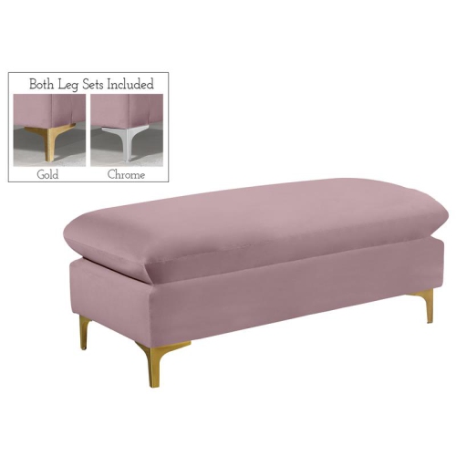 MERIDIAN FURNITURE  Naomi Velvet Ottoman In Pink