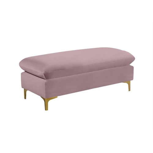 Meridian Furniture Naomi Pink Velvet Ottoman